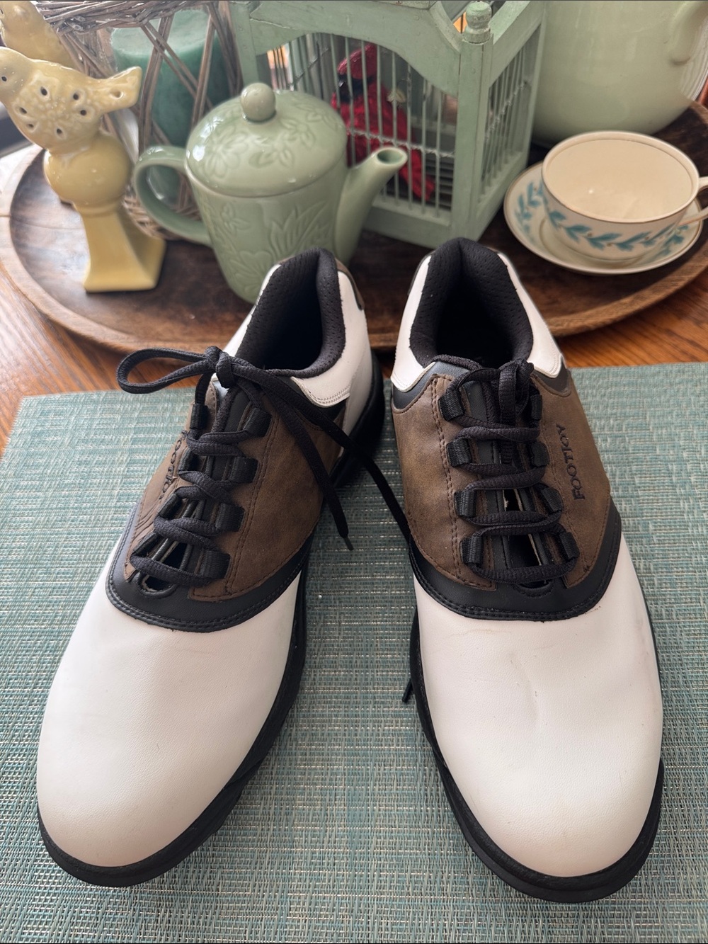 Footjoy Greenjoys Golf Shoes- Men’s Size 9.5M - White Brown